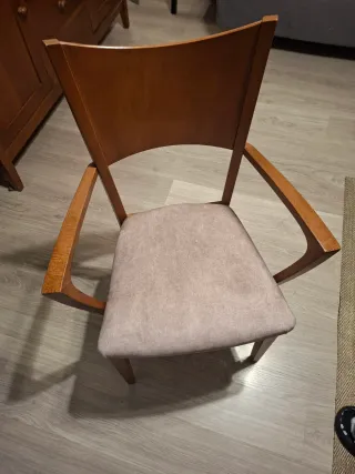 Mesa Comedor Madera y Cristal protector + 6 Sillas