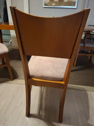 Mesa Comedor Madera y Cristal protector + 6 Sillas