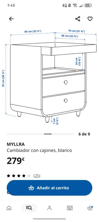 Cómoda cambiador bebé y colchoneta