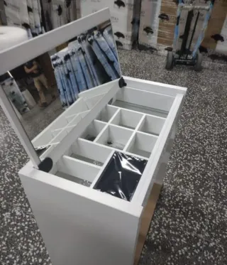 Tocador blanco madera maciza con espejo