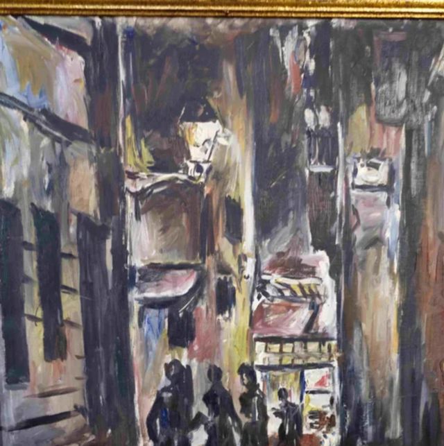 CUADRO OLEO SOBRE TELA CALLE PLEGAMANS 1951