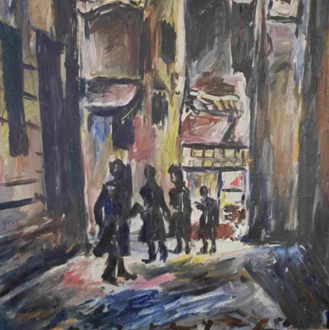 CUADRO OLEO SOBRE TELA CALLE PLEGAMANS 1951