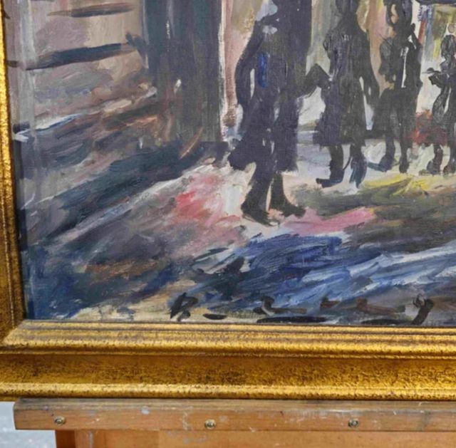 CUADRO OLEO SOBRE TELA CALLE PLEGAMANS 1951