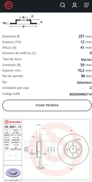 Discos Freno Brembo Alfa Fiat Lancia Nuevos