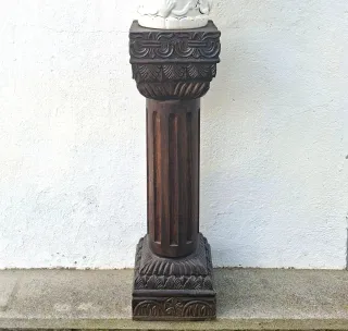 Columna Pedestal Roble Tallado