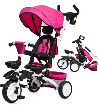 Triciclo para bebé con toldo rosa