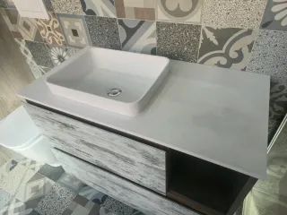Mueble Lavabo 90cm Madera y Piedra