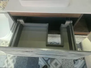 Mueble Lavabo 90cm Madera y Piedra