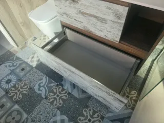 Mueble Lavabo 90cm Madera y Piedra