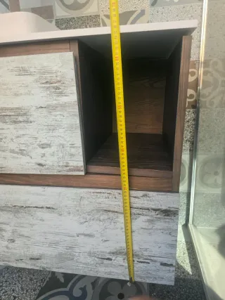 Mueble Lavabo 90cm Madera y Piedra