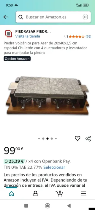 Piedra Volcánica para Asar 20x40