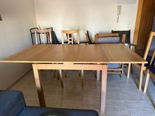 Mesa extensible roble cuadrada