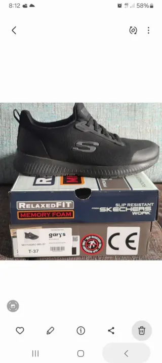 Zapatilla Skechers Work Talla 37 Negra