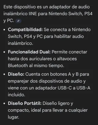 Bluetooth Nintendo Switch/PS4/PC para auriculares