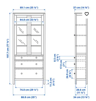 Vitrina blanca con cajones de madera
