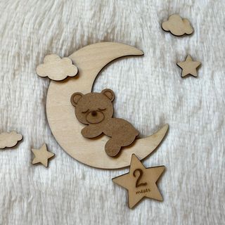 Set de Estrellas Cumplemes para bebé de madera