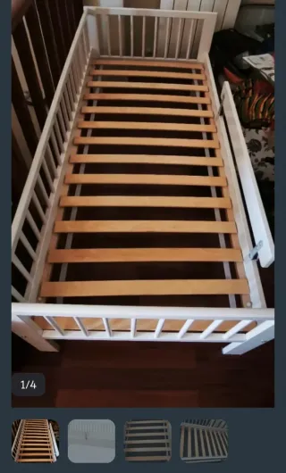 Cama infantil blanca con somier