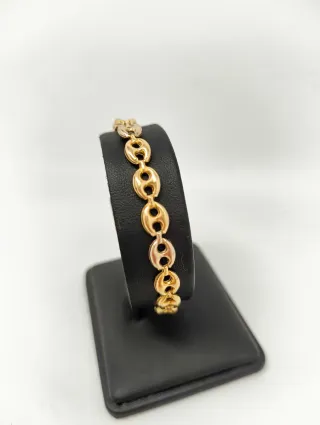 Pulsera Oro bicolor 18kt eslabones en grano café