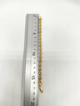 Pulsera Oro bicolor 18kt eslabones en grano café