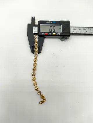 Pulsera Oro bicolor 18kt eslabones en grano café