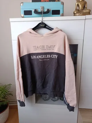 Sudadera Los Angeles City gris y rosa
