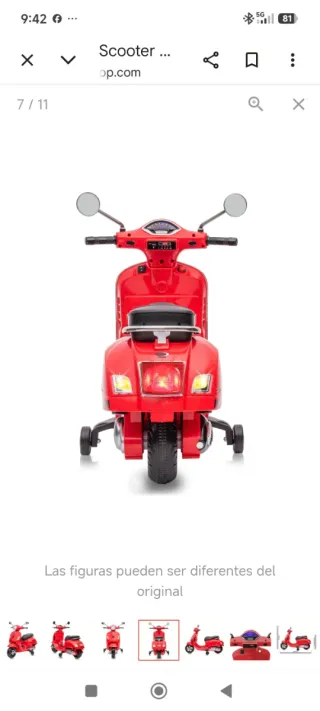 Vespa Eléctrica Infantil Roja