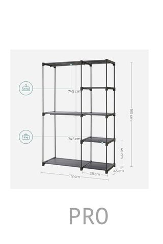 Armario de Ropa, Perchero, Burro Ropa, 112 x 43 x 165 cm