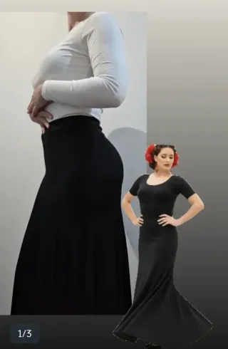 Falda Flamenco Ensayo Morado Lunares Blanco  Negro