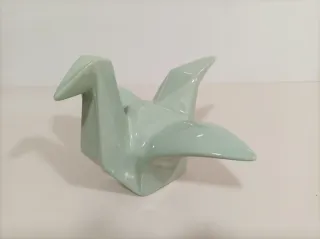 Figura Pajarita Cerámica Verde