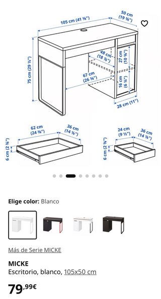 Mesa de escritorio IKEA Micke blanca