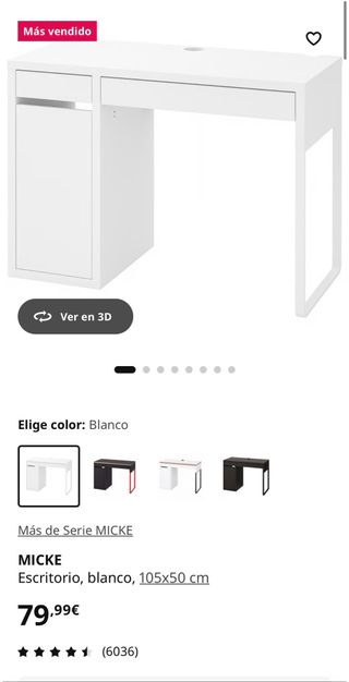 Mesa de escritorio IKEA Micke blanca
