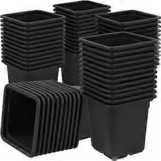 Macetas cuadradas de plástico negro 18 L