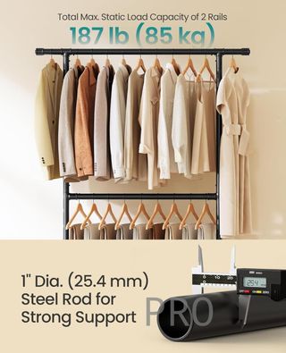 Perchero de ropa de doble varilla