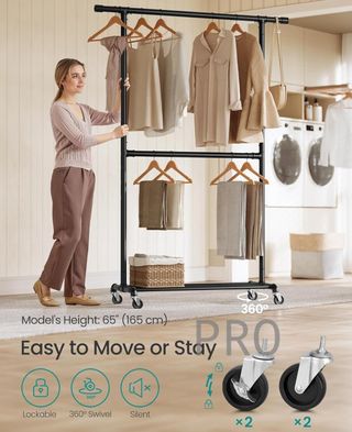 Perchero de ropa de doble varilla