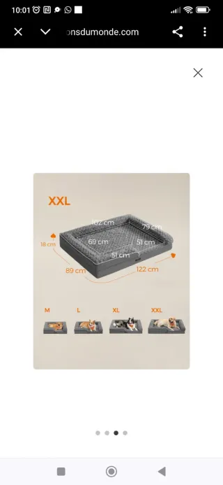 Cama viscoelástica para perros XXL