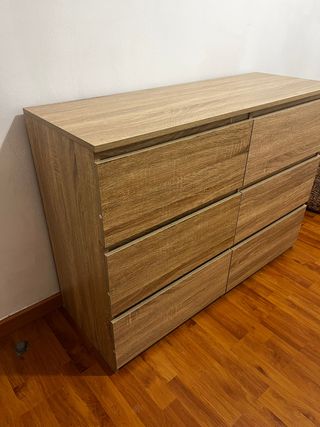 Cómoda Madera Marrón 6 cajones 110 cm