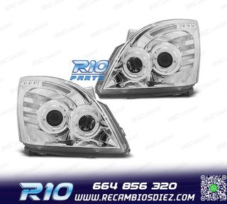 FAROS TOYOTA LAND CRUISER FJ120 03-08 OJOS ANGEL FONDO CROMO