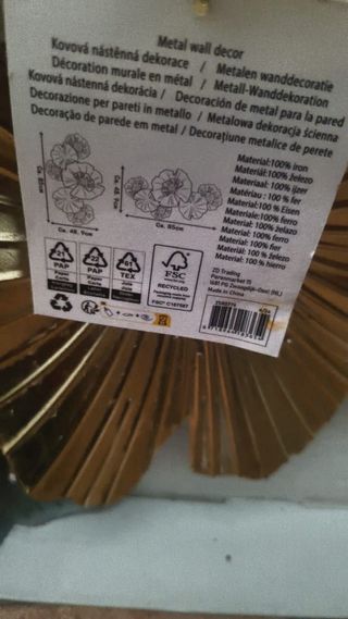 Flores Decorativas Metal Dorado y Gris