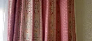 2 Cortinas de salón vintage a medida rosas y blanc