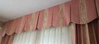 2 Cortinas de salón vintage a medida rosas y blanc