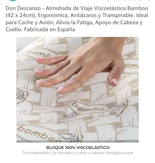 Almohada Viaje Don Descanso Bamboo