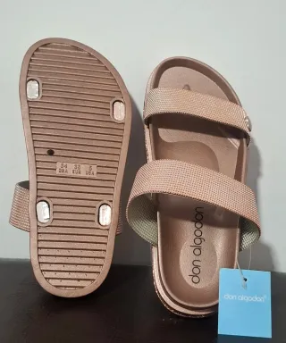 Sandalias Don Algodón Mujer Doradas Rosadas