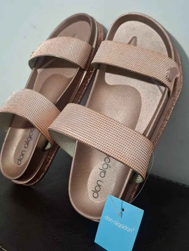 Sandalias Don Algodón Mujer Doradas Rosadas