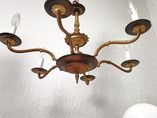 Lámpara araña latón 6 luces años 60
