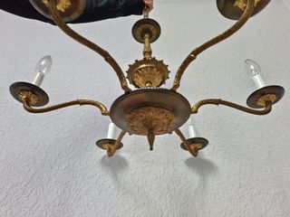 Lámpara araña latón 6 luces años 60