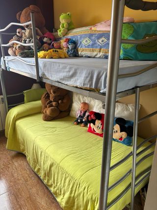 Litera metálica gris 90 cm con colchones