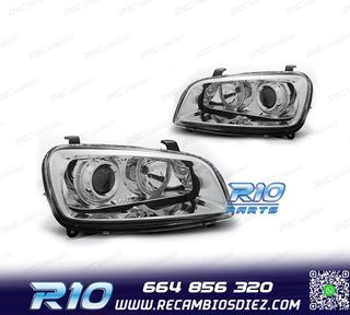 FAROS TOYOTA RAV-4 94-00 OJOS ANGEL FONDO CROMO