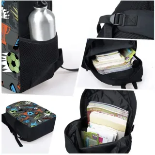 Mochila escolar 3 piezas fútbol