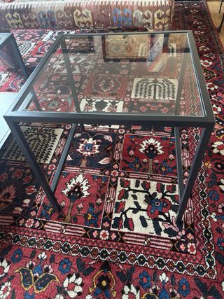 2 Tavolini in vetro e metallo, uno piccolo