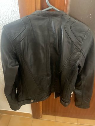 Chaqueta Biker Cuero Negra Pull&Bear